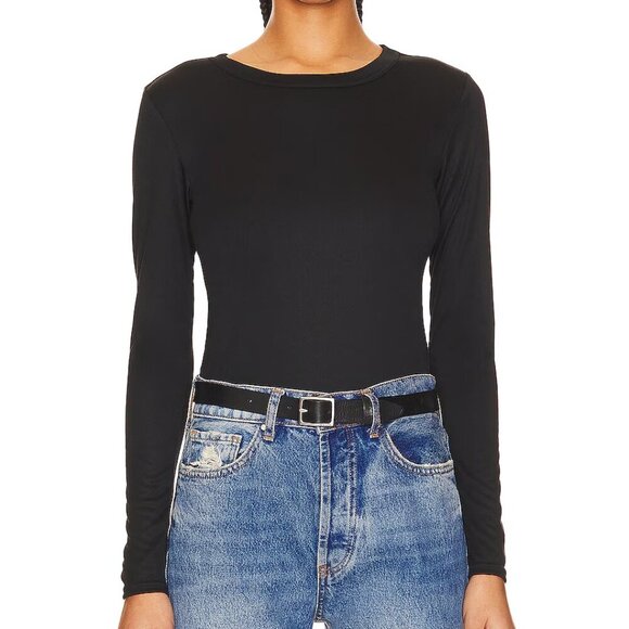 Anine Bing Jane Black Long Sleeve Jersey Top - Picture 1 of 7